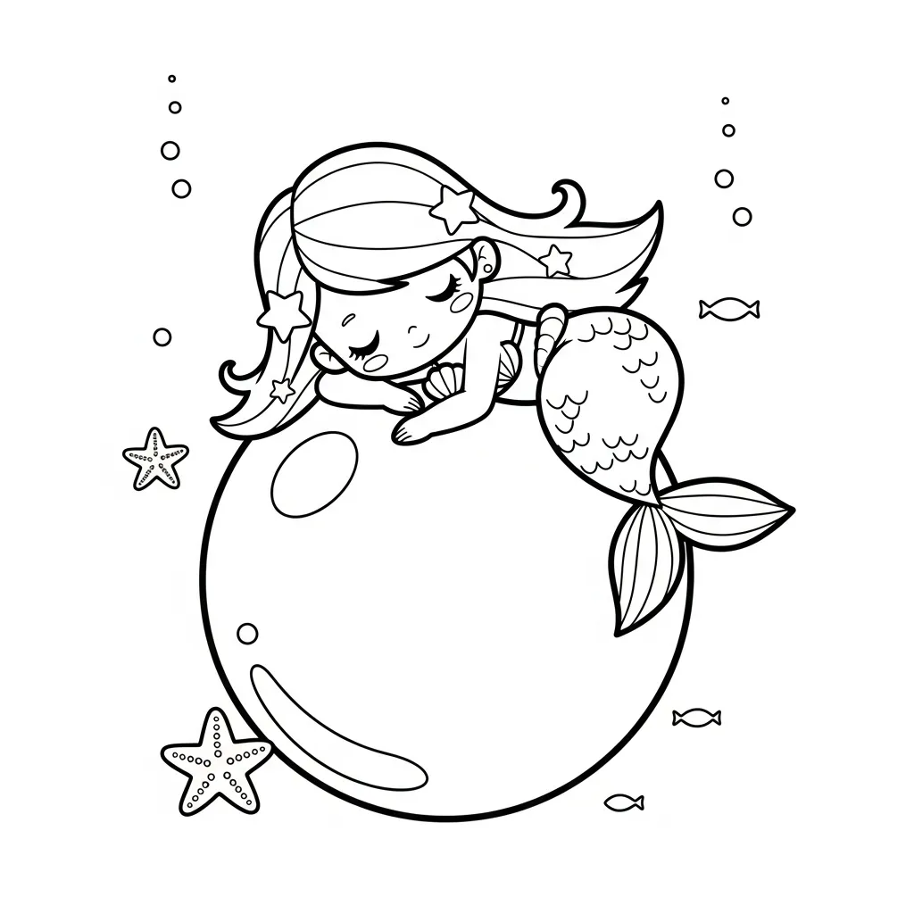 Sirena para colorear en línea para niño