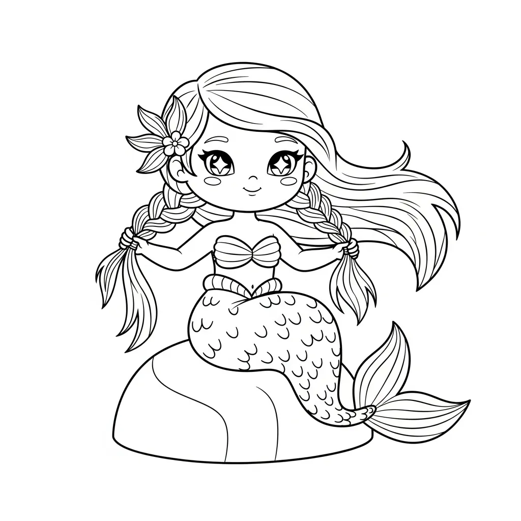 Sirena para colorear para bebé para imprimir