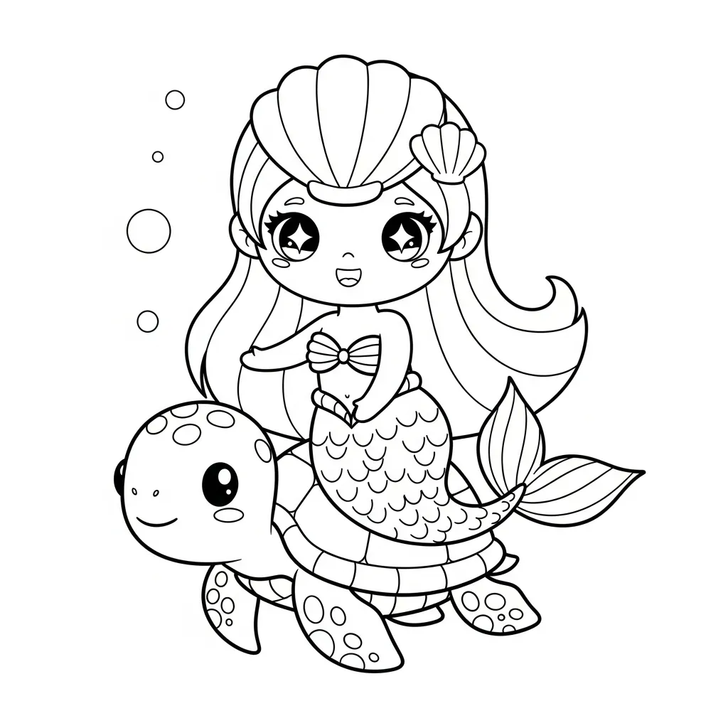 Sirena para colorear para niños para imprimir gratis