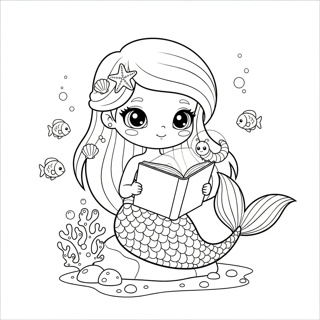 Sirena para colorear para niño de 7 años