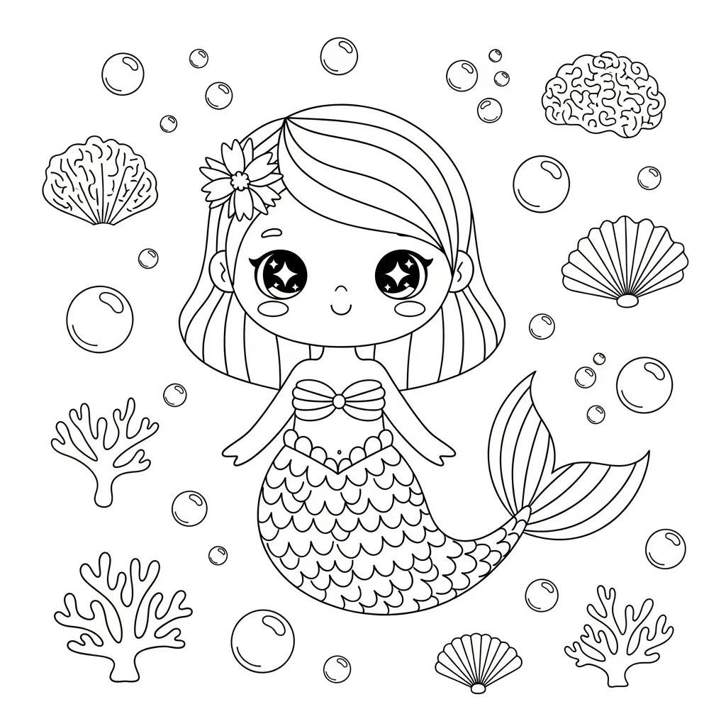 Sirena para colorear para imprimir para niño de 3 años