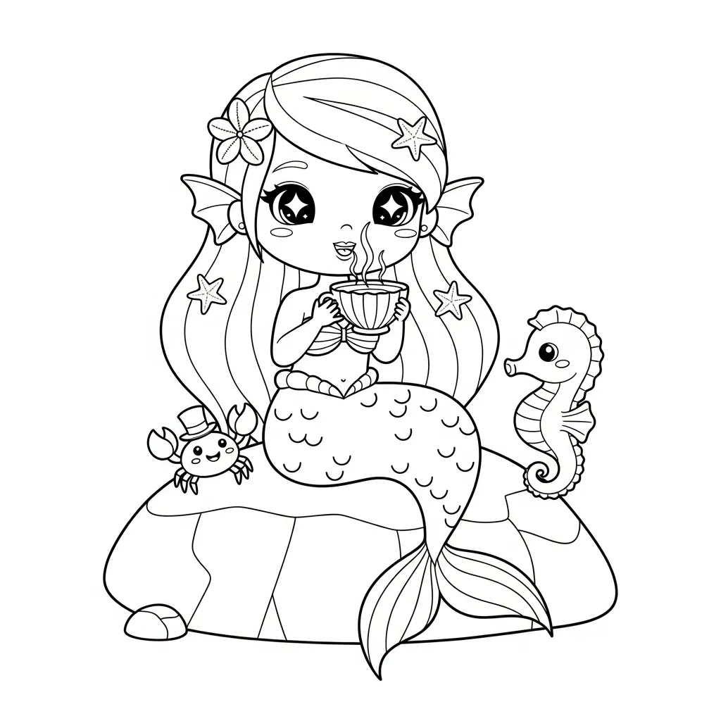 Sirena para colorear para niño para imprimir gratis