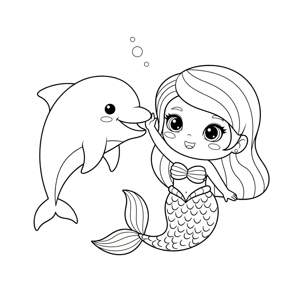 Sirena para colorear para niño para imprimir gratis 1