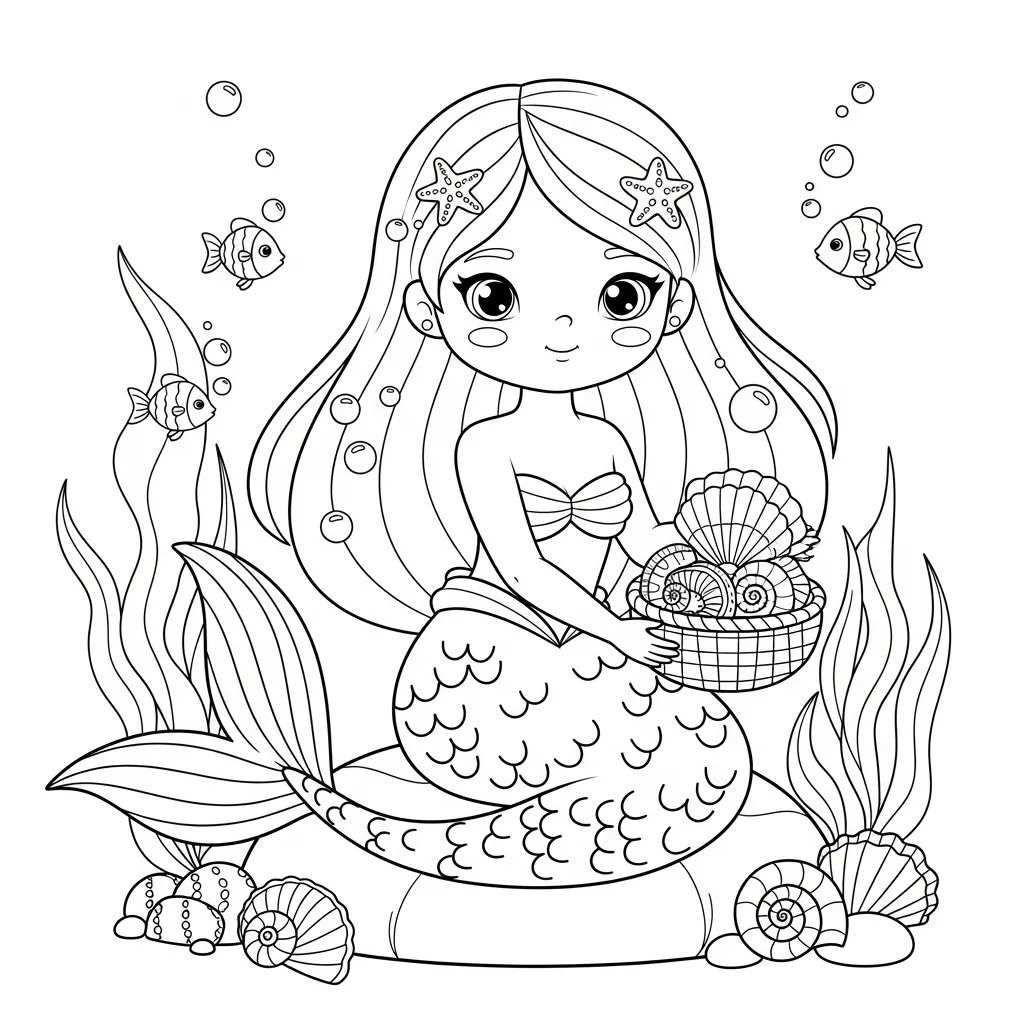 Sirena para colorear para imprimir gratis 3