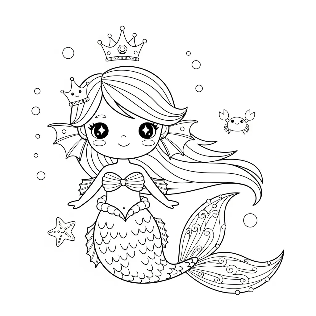 Sirena para colorear para imprimir a4