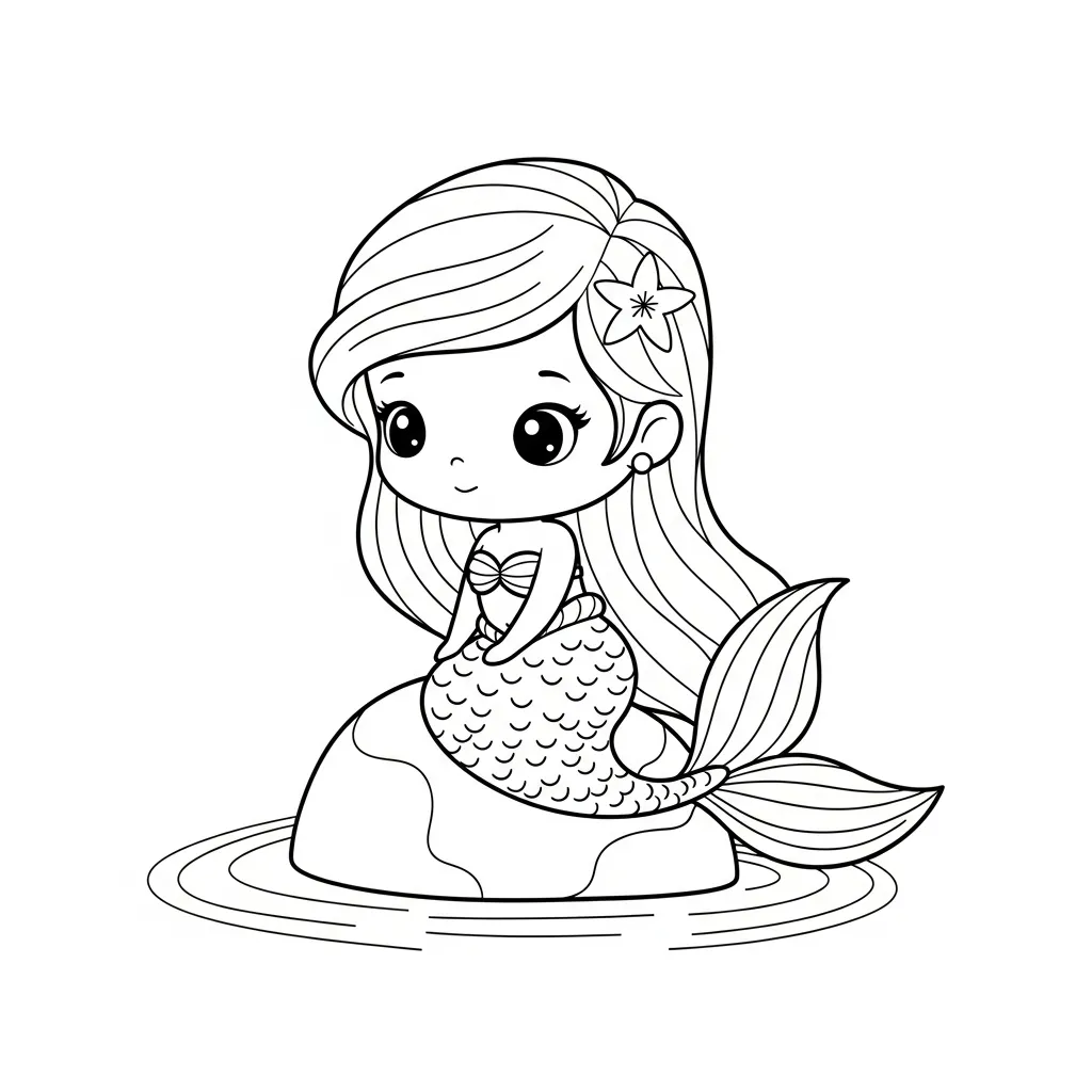 Sirena para colorear para imprimir para niño de 7 años 2