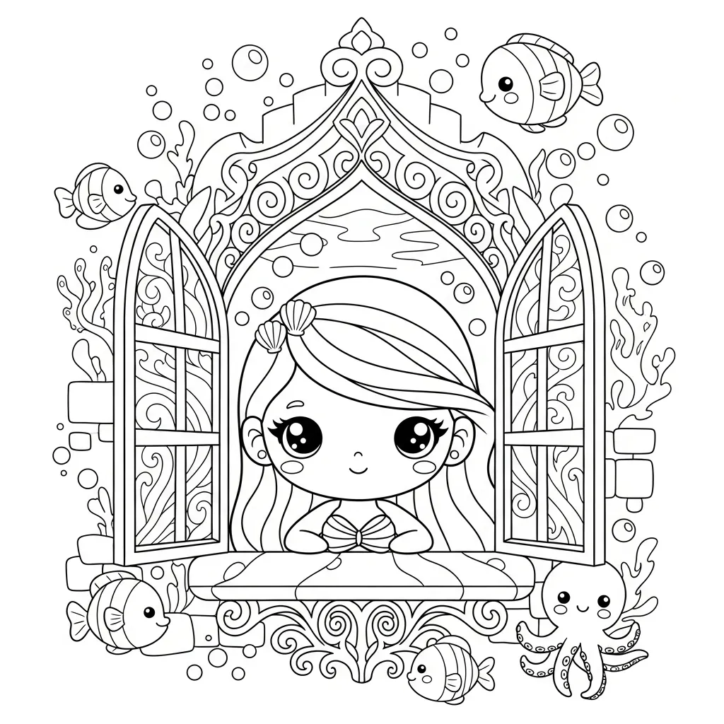 Sirena para colorear en línea