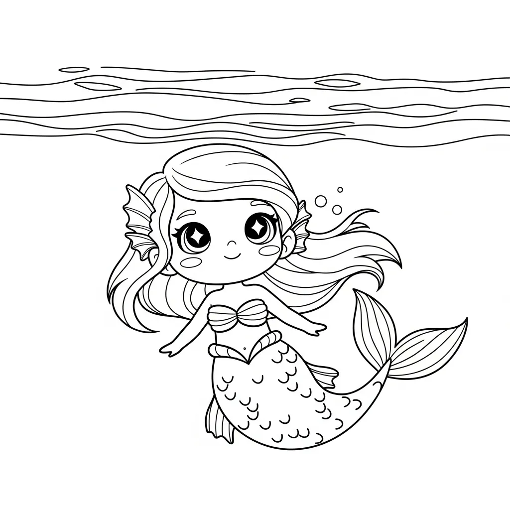 Sirena para colorear para niños para imprimir 1