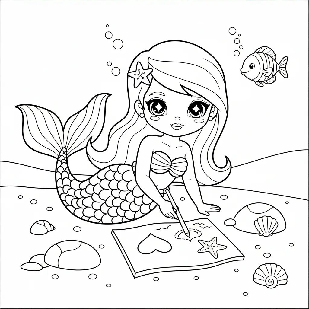 Sirena para colorear para niños para descargar