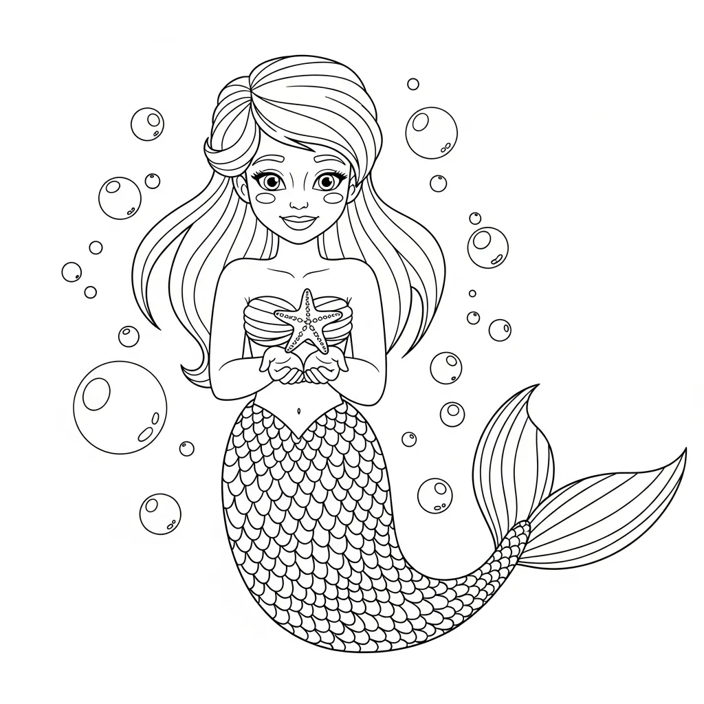 Sirena para colorear para niño de 10 años