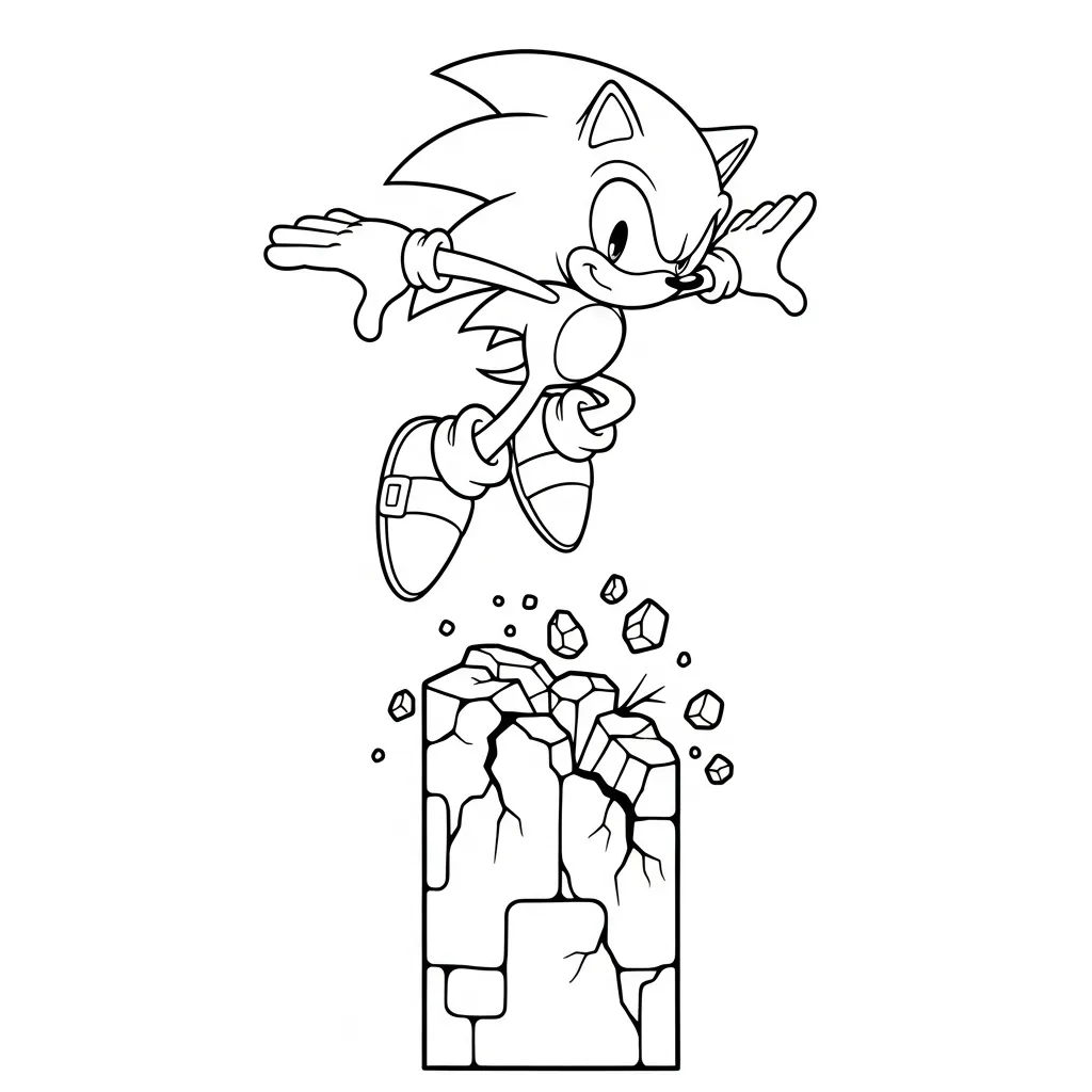 imprimir Sonic para colorear para niño