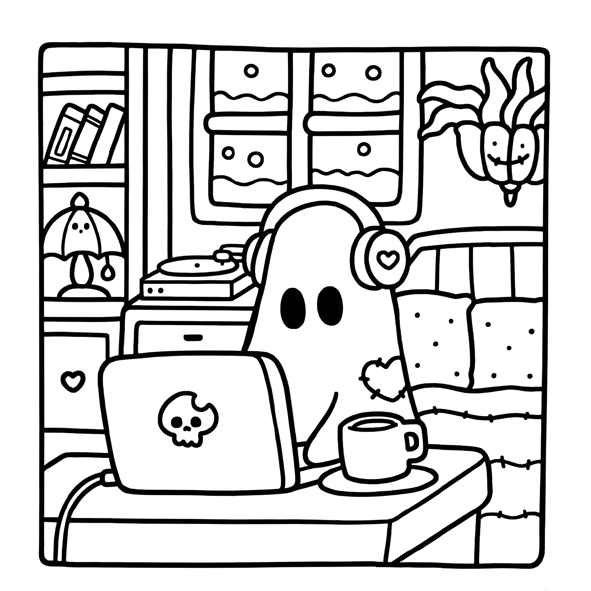 imagen para colorear Spooky Cutie 7 niño