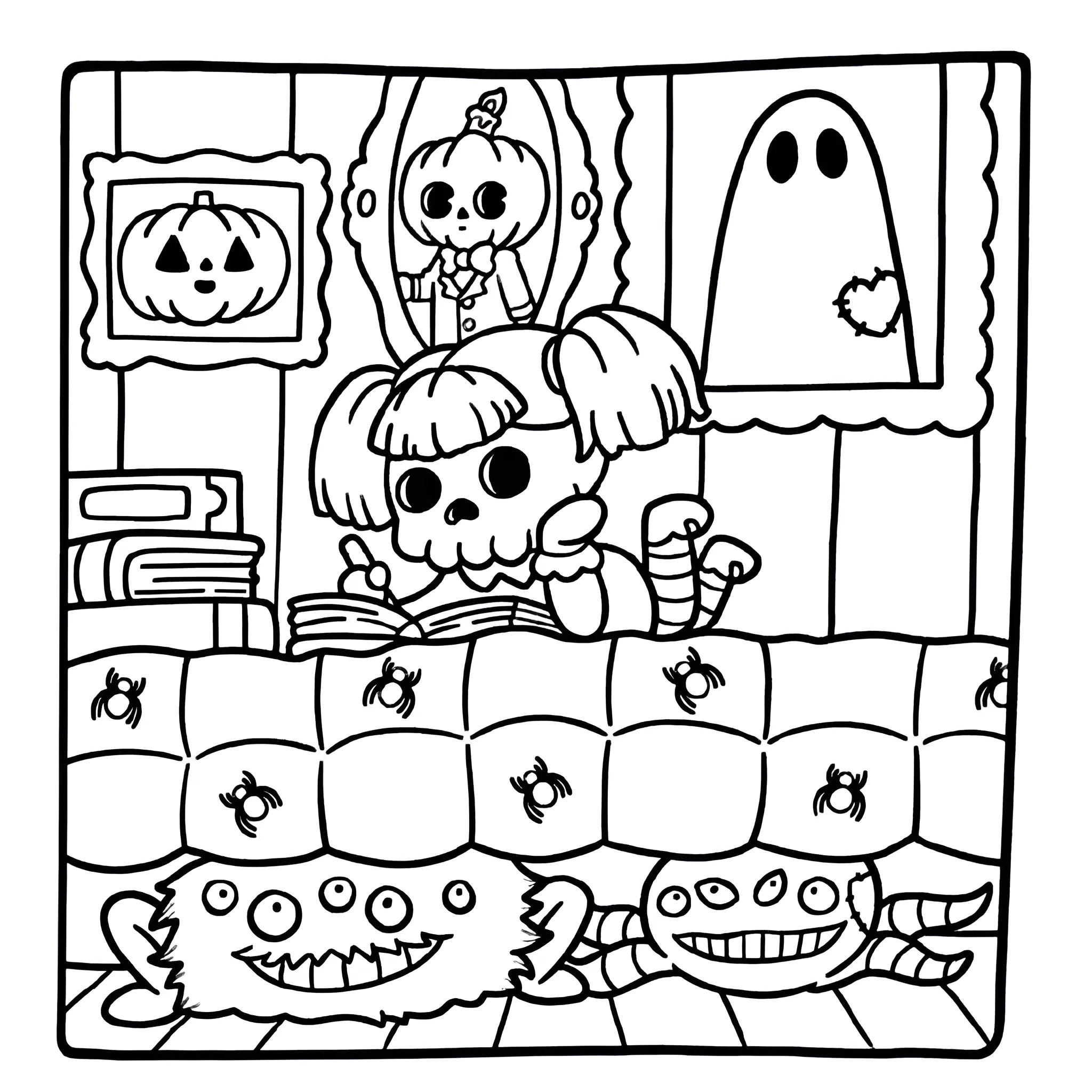 Spooky Cutie 9 para colorear para imprimir para niño de 3 años