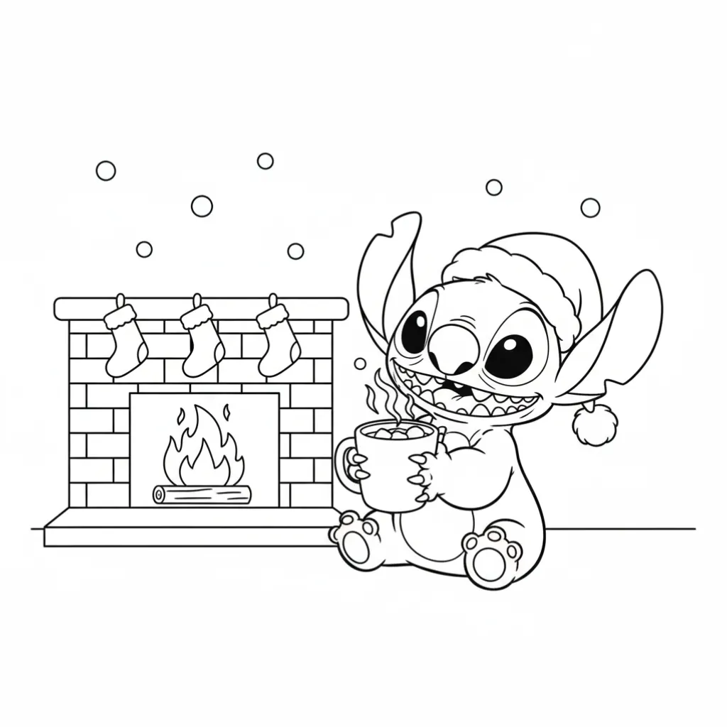 Stitch de Navidad11 para colorear para imprimir para niño de 2 años