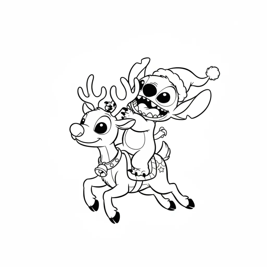 imprimir Stitch de Navidad14 para colorear gratis