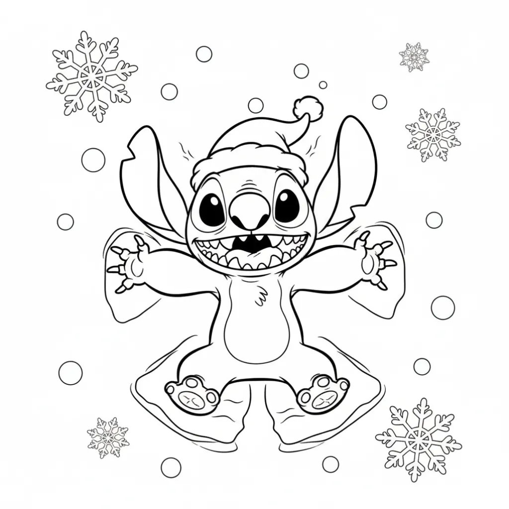 Stitch de Navidad15 para colorear para bebé para imprimir