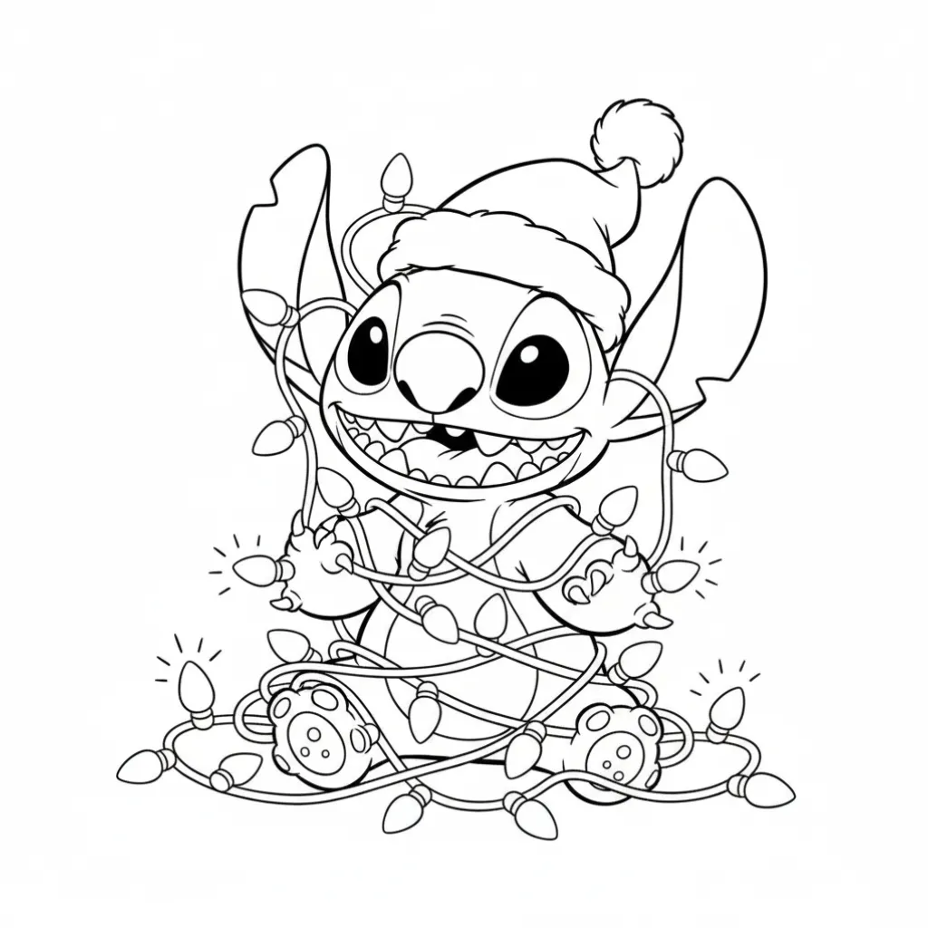 Stitch de Navidad2 para colorear para imprimir a4