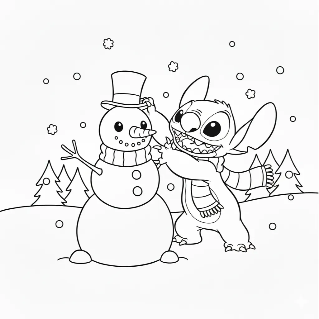 Stitch de Navidad3 para colorear para imprimir