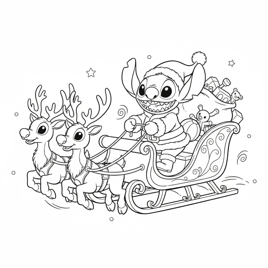 Stitch de Navidad4 de niño para colorear para imprimir