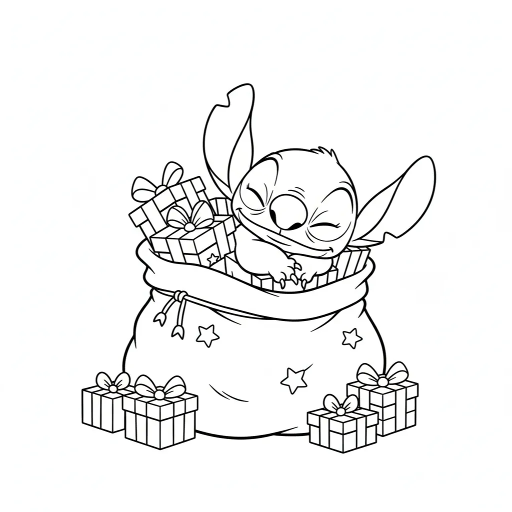 Stitch de Navidad5 para colorear para imprimir para niño de 4 años
