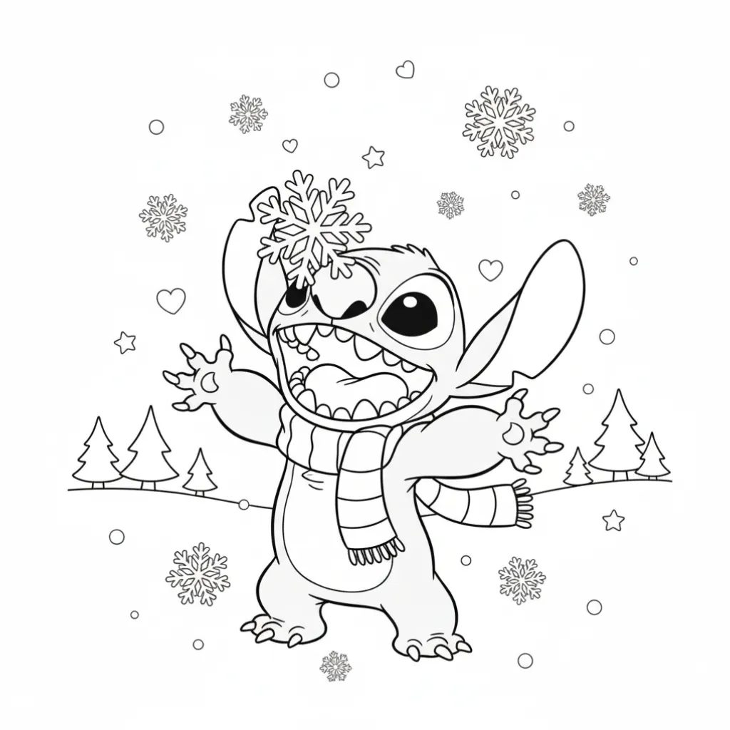 Stitch de Navidad6 para colorear gratis para imprimir
