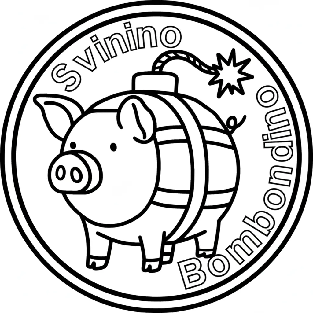 Svinino Bombondino para colorear para niños para imprimir 1