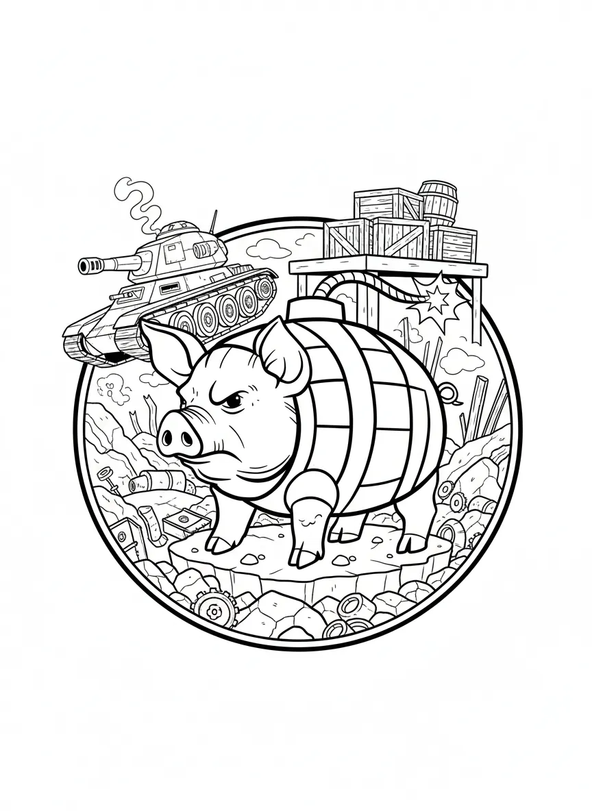 Svinino Bombondino para colorear para niño gratis