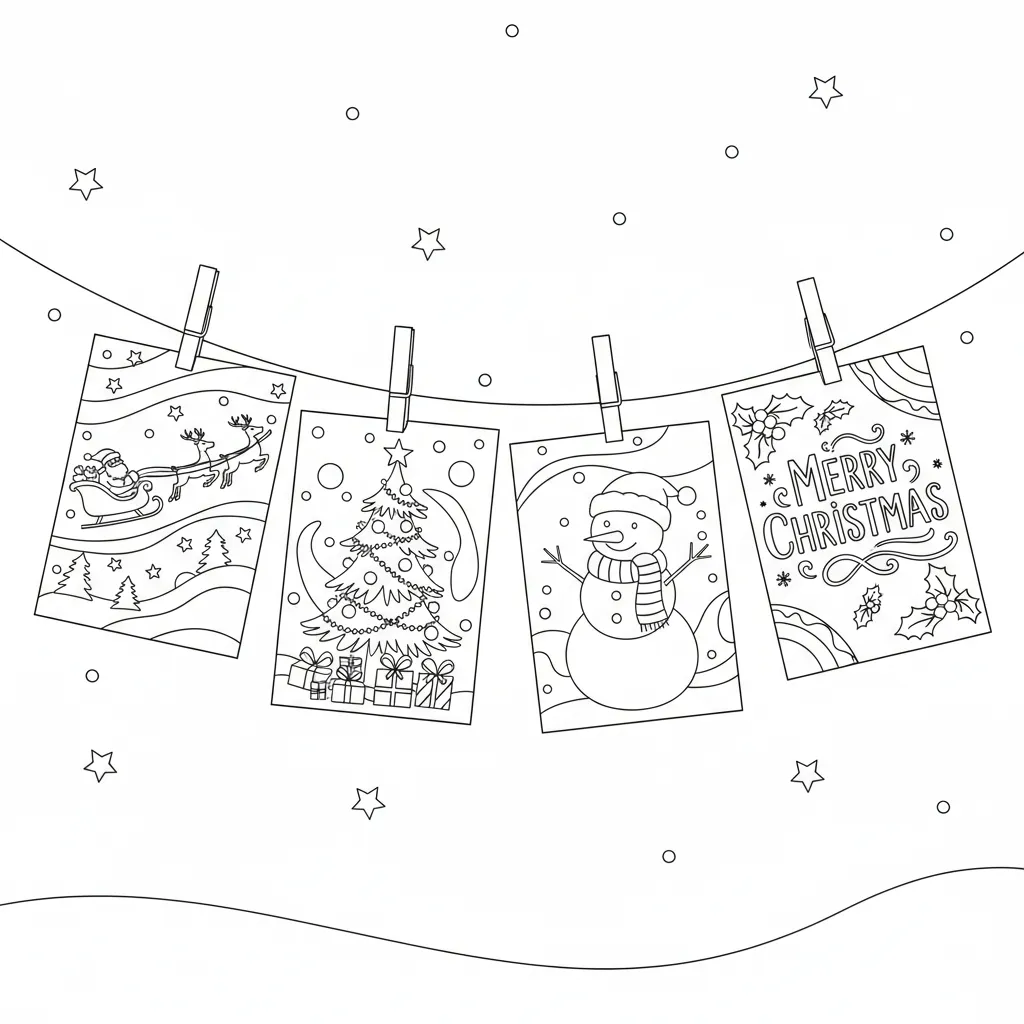 imprimir Tarjetas de Navidad para colorear