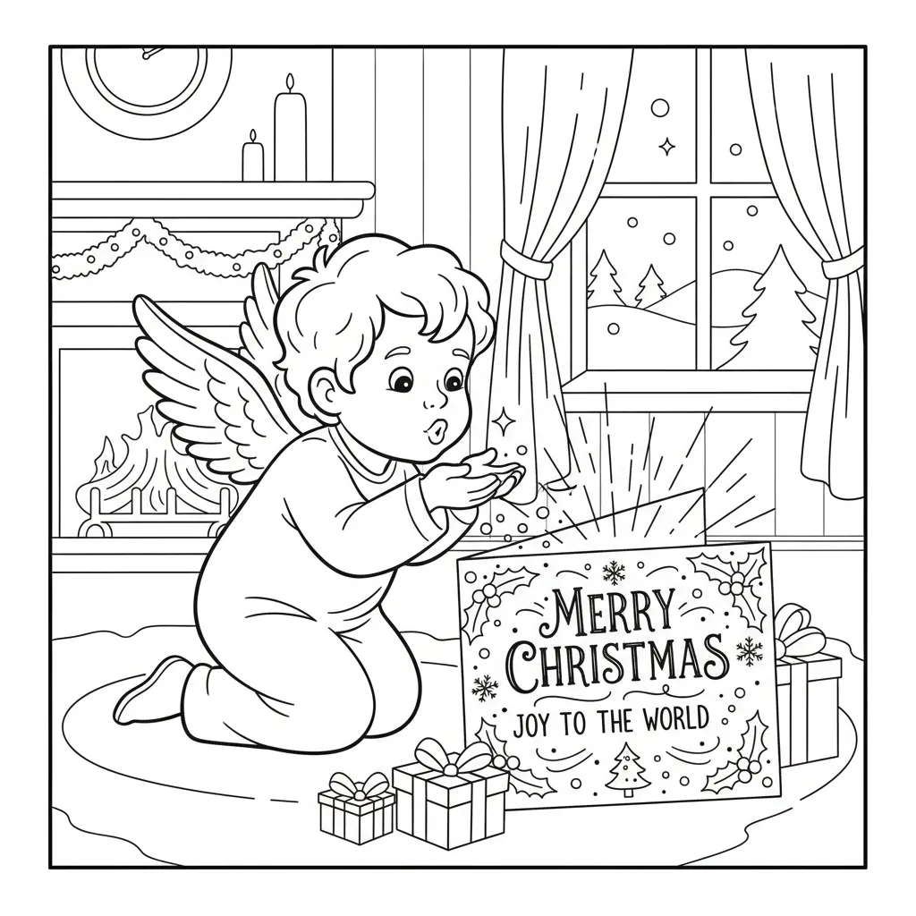 imprimir Tarjetas de Navidad para colorear para niño 1