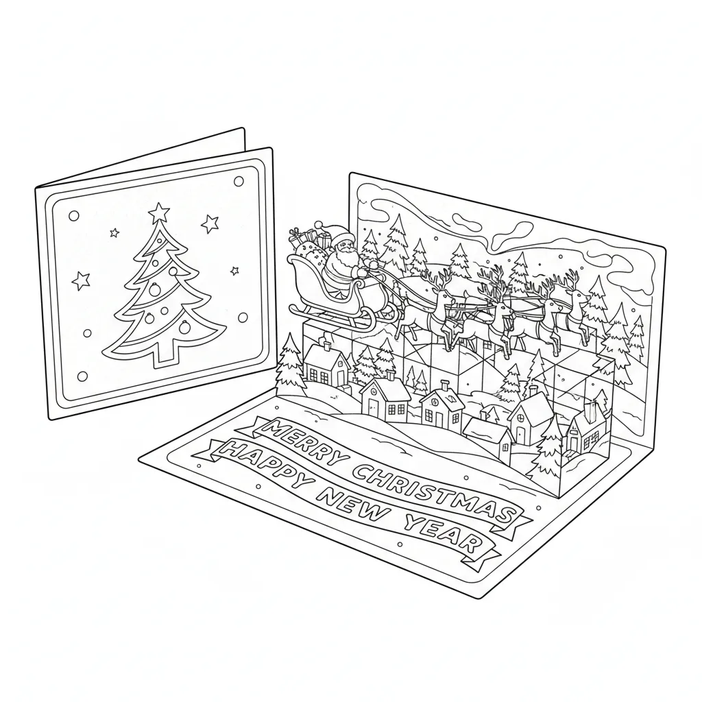 Tarjetas de Navidad para colorear para niños para descargar
