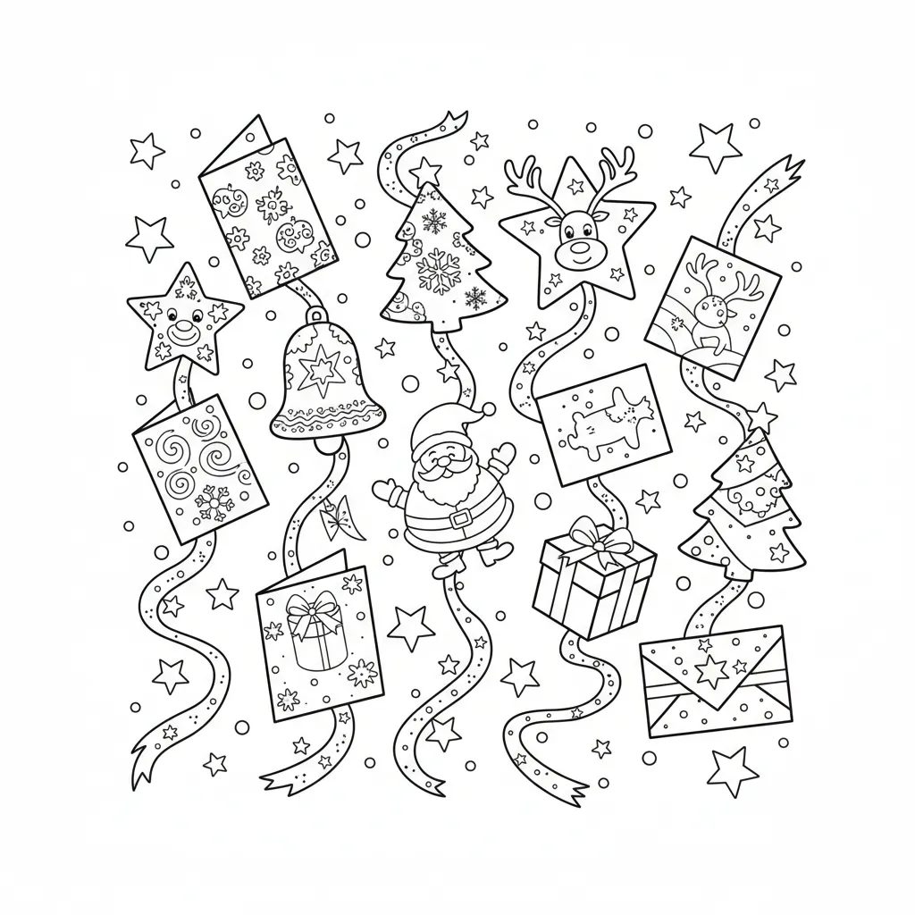 Tarjetas de Navidad para colorear en línea 1