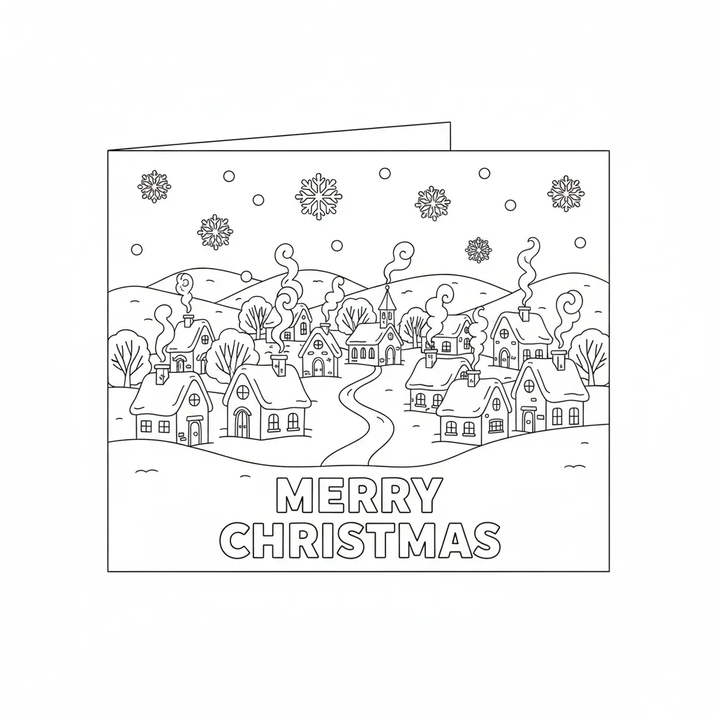 Tarjetas de Navidad para colorear y dibujo para imprimir