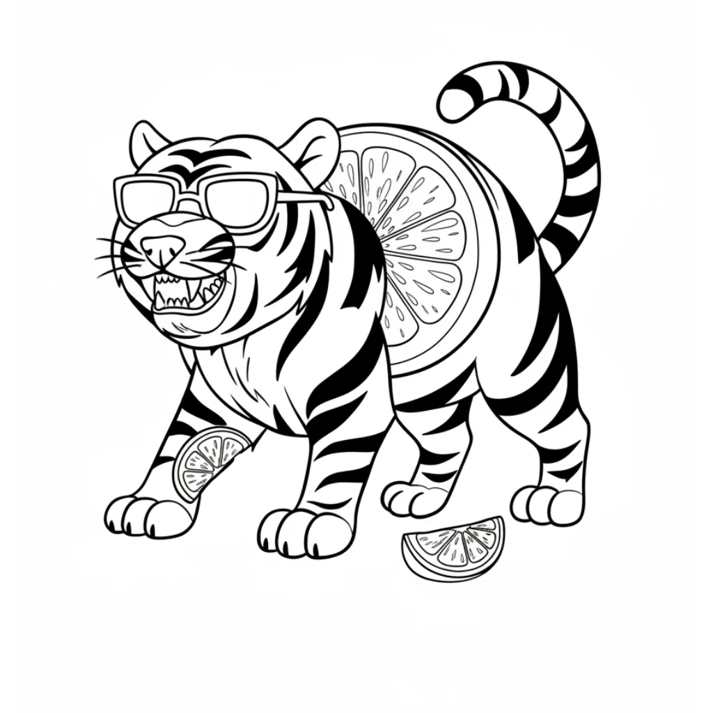 Tigroligre Frutonni 3 para colorear para niño de 4 años