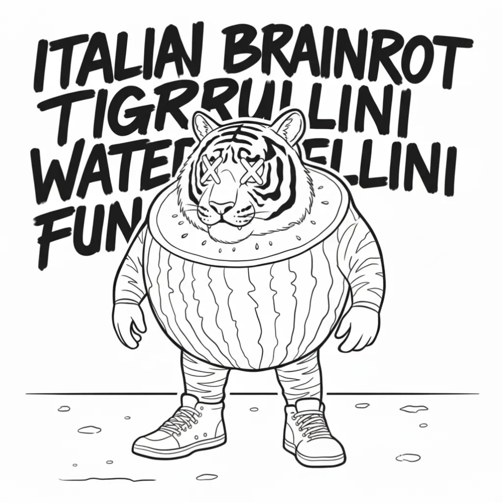 Tigrrullini Watermellini 11 para colorear para imprimir para niño de 7 años