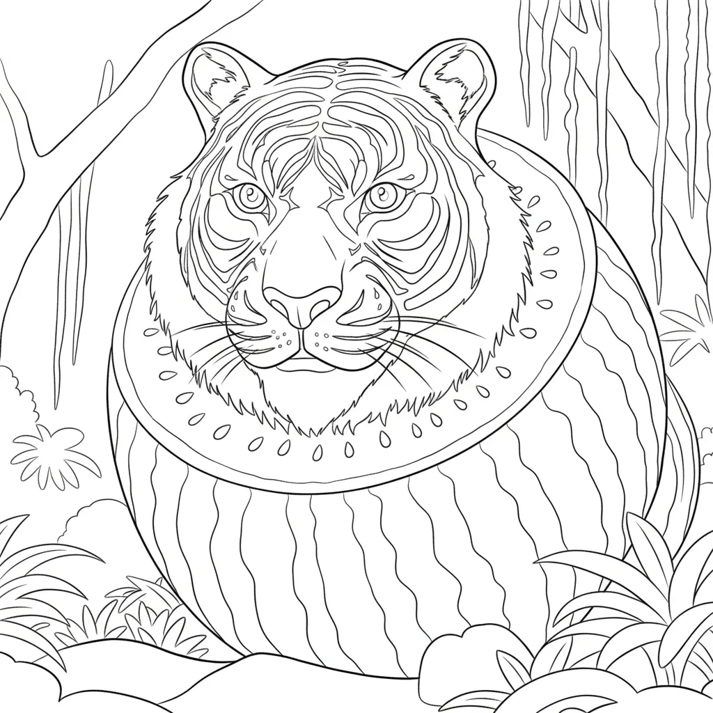 Tigrrullini Watermellini 13 para colorear para niño