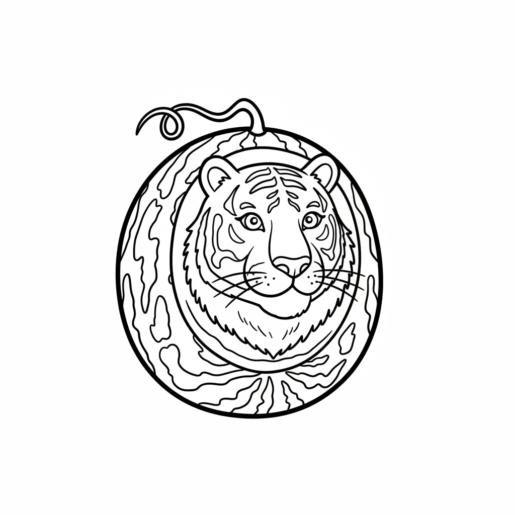 imagen de Tigrrullini Watermellini 2 para colorear para niño