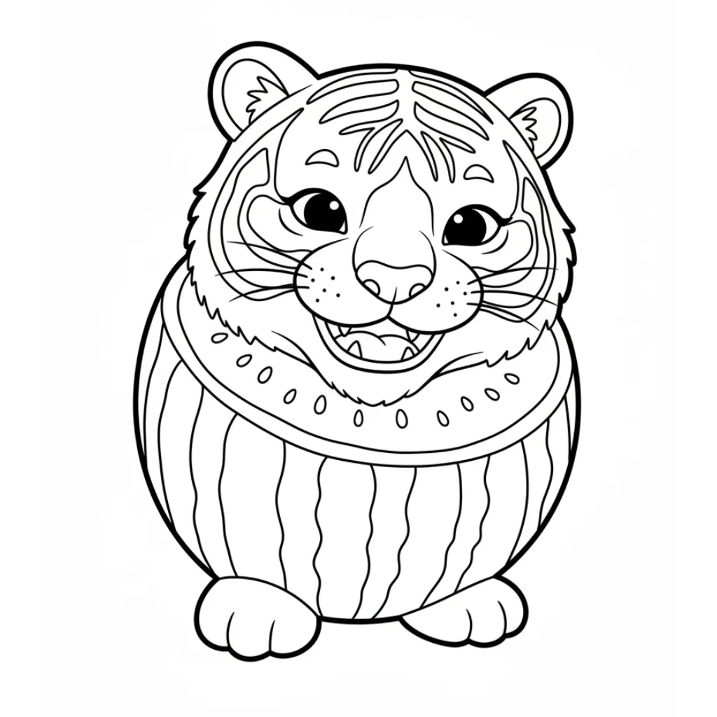 Tigrrullini Watermellini 3 para colorear para imprimir para niño de 7 años