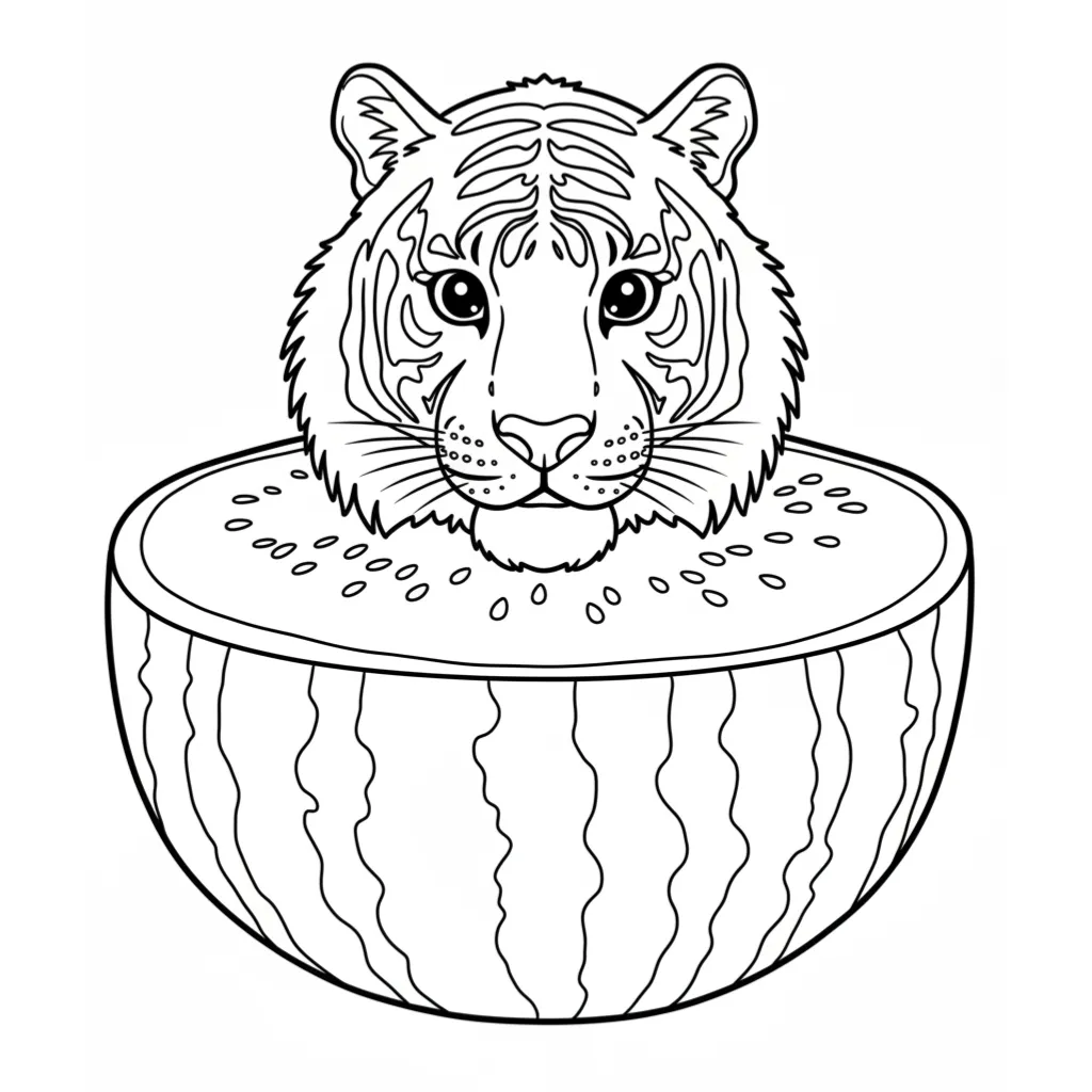 Tigrrullini Watermellini 4 para colorear y recortar