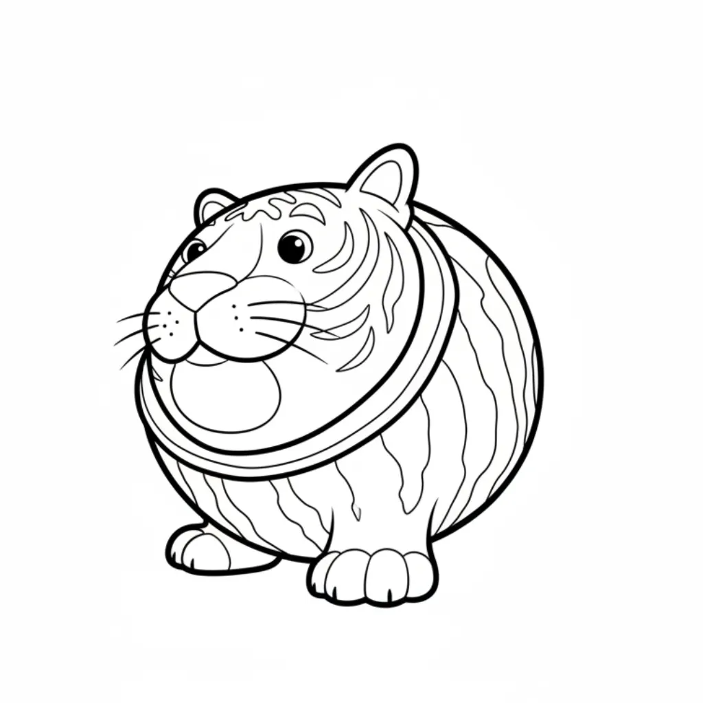 Tigrrullini Watermellini 8 para colorear para niños para imprimir