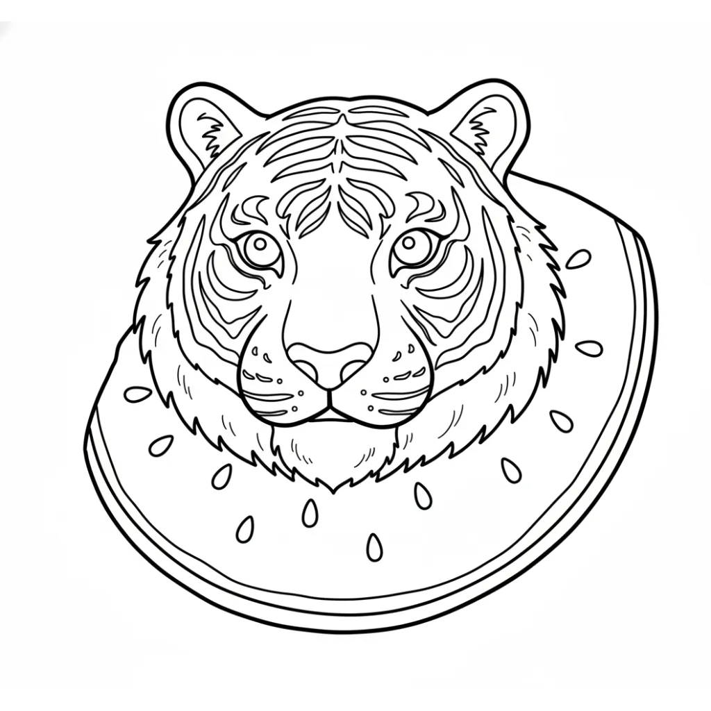 Tigrrullini Watermellini 9 para colorear para imprimir pdf gratis