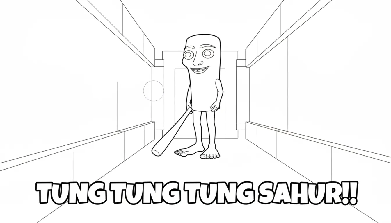 Tung Tung Tung Sahur para colorear para imprimir pdf gratis