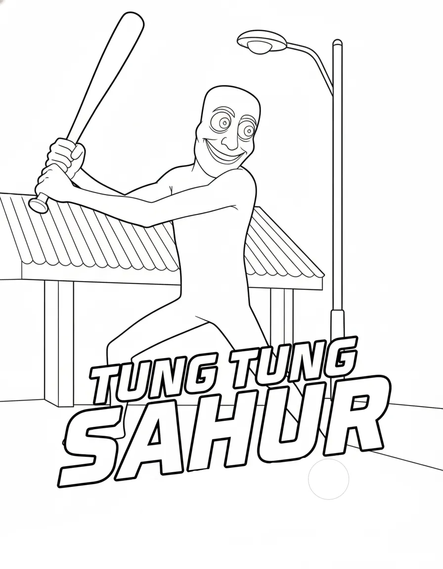 Tung Tung Tung Sahur para colorear para imprimir a4