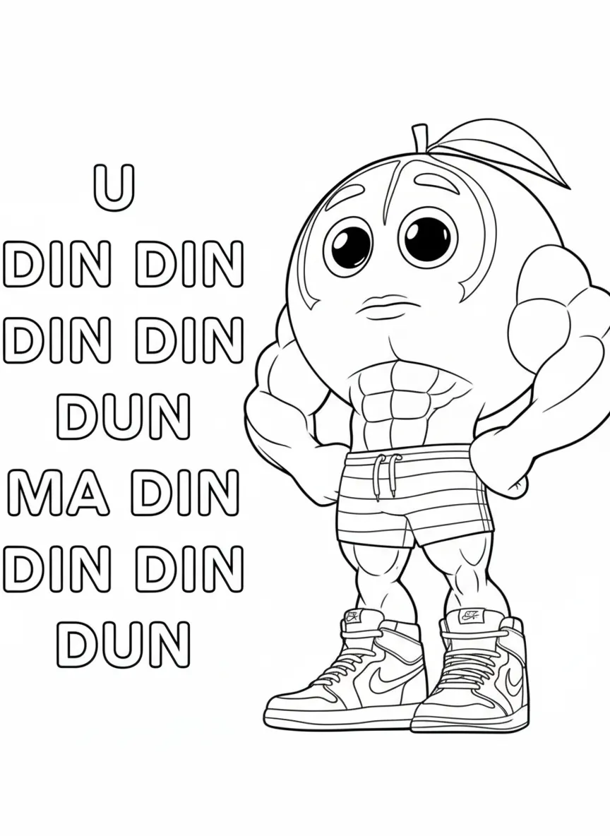U Din Din Din Din Dun Dun Ma Din Din Dun para colorear y aprendizaje