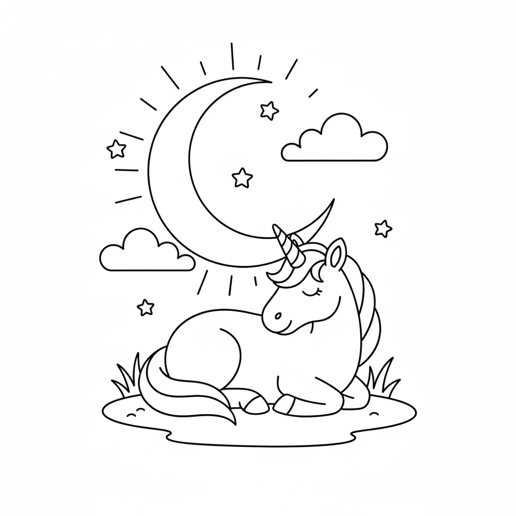 Unicornio 1 para colorear para niños para imprimir