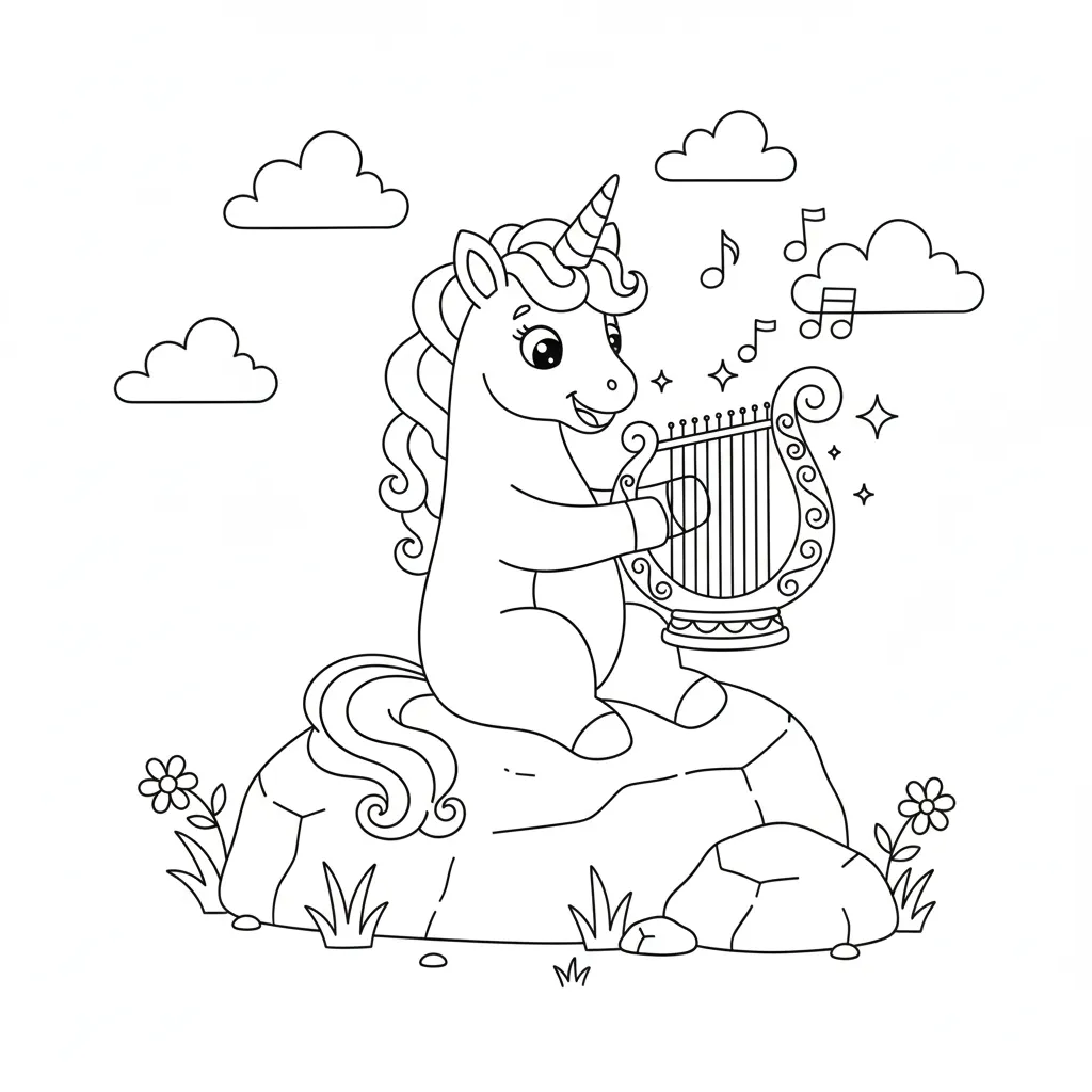 Unicornio 17 para colorear para imprimir para niño de 4 años