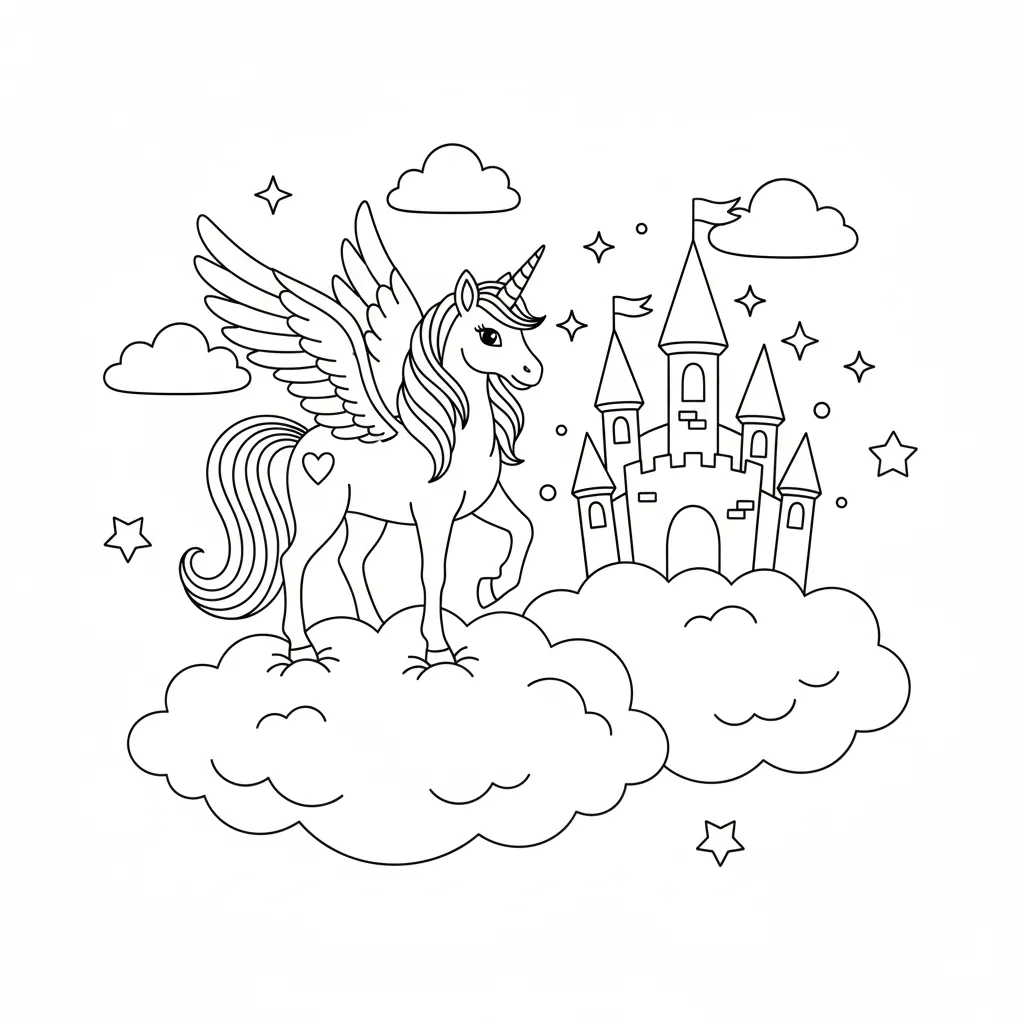 Unicornio 8 para colorear para imprimir a4