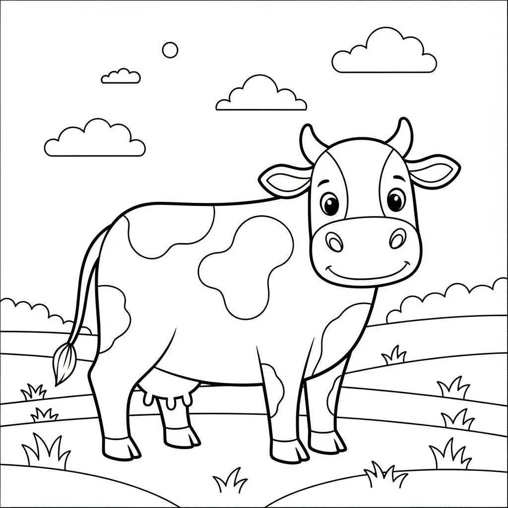 Vaca para colorear para niño de 2 años