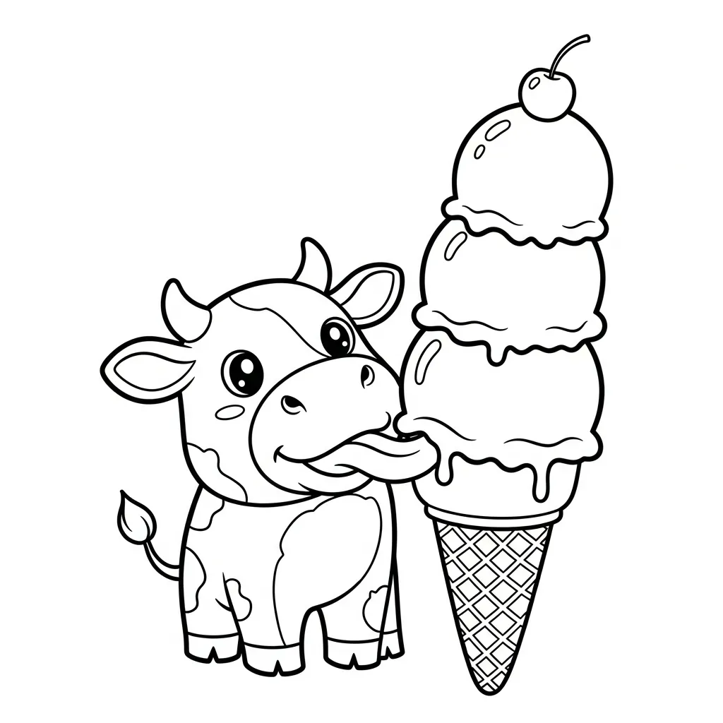 Vaca para colorear para niño de 6 años