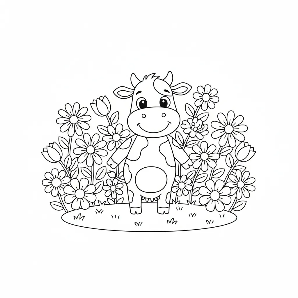 Vaca Lola 9 para colorear para niño de para imprimir