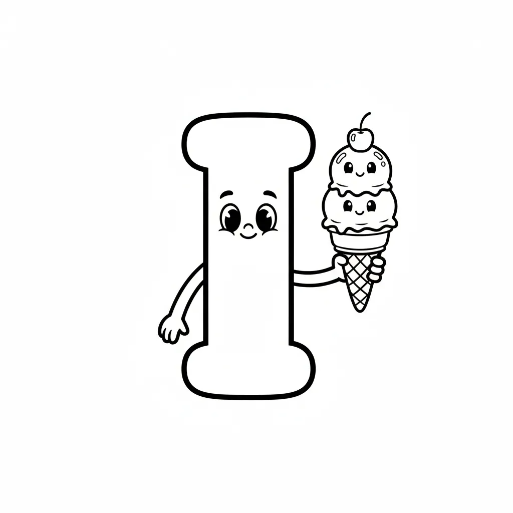 Vocal I 13 para colorear para niños para descargar